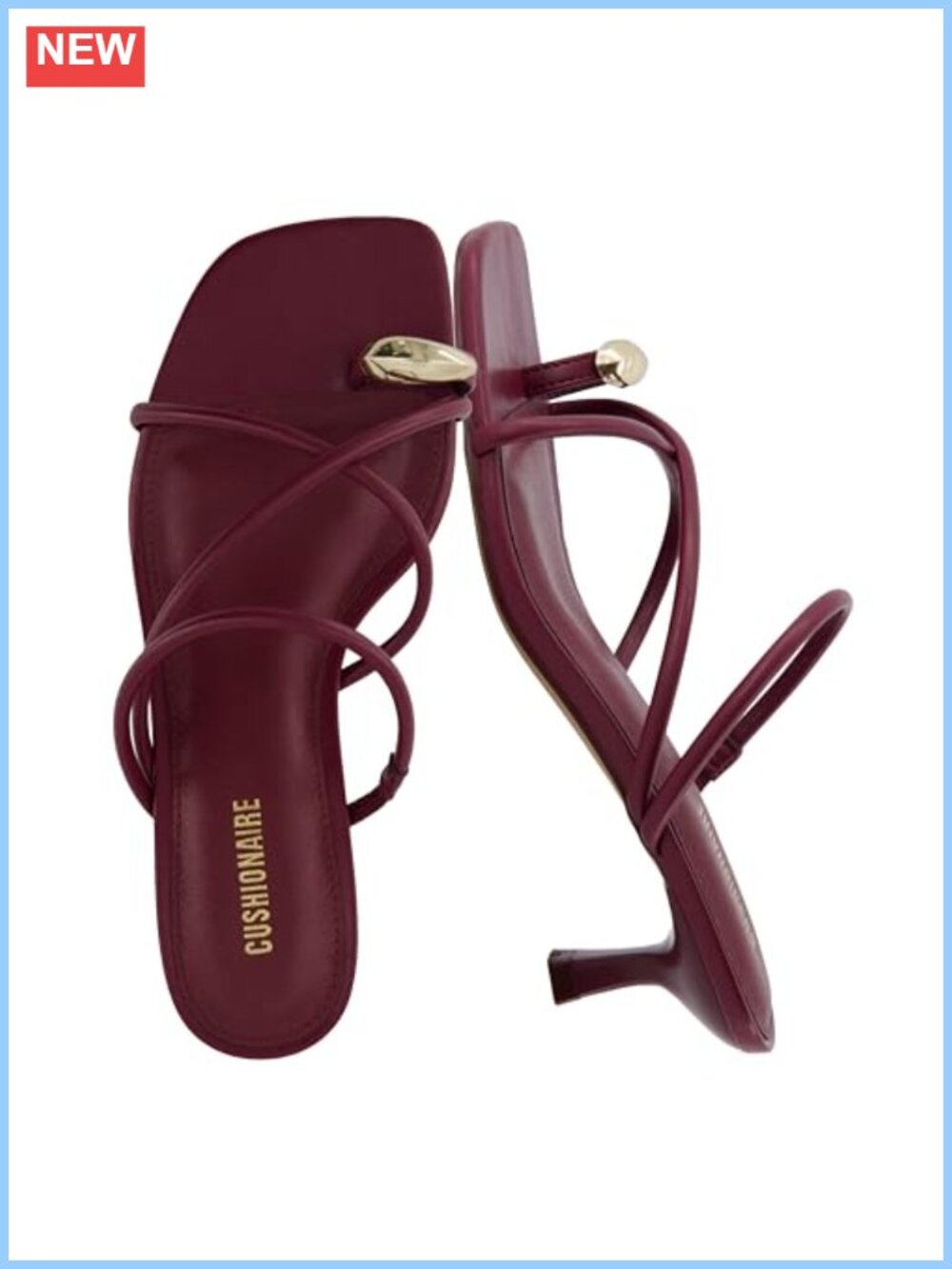CUSHIONAIRE Maui Strappy Kitten Heel Sandals Women's Vegan Leather Square Toe